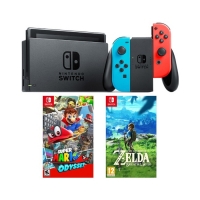 Nintendo Switch Renkli + Super Mario Odyssey Switch Oyun + Zelda Switch Oyun